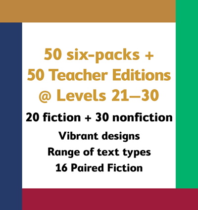 50 six-packs plus 50 Teacher Editions @ 25% off (Levels 21 to 30)